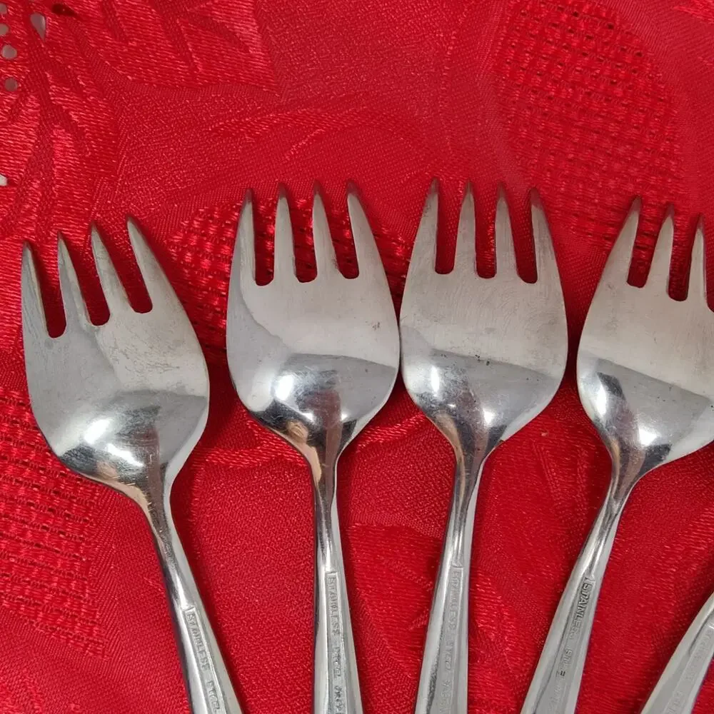 8X SF Towle SCC Supreme Cutlery Stainless Japan TWS110 Curved Tip Salad Forks
